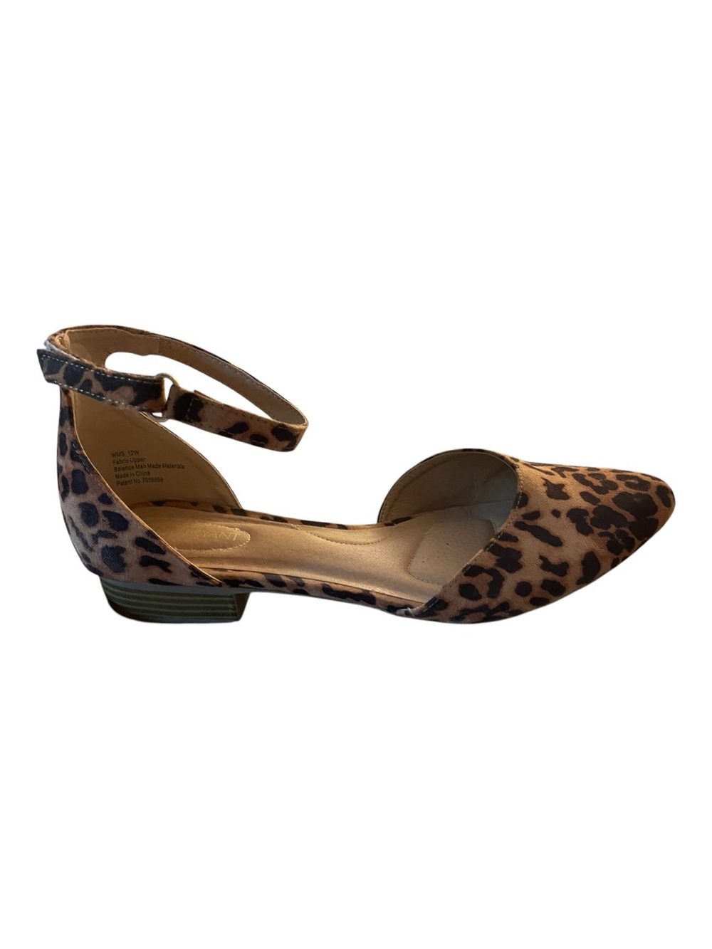 Women’s Leopard Print Ankle Strap Pointed-Toe Pumps Low Heel 12W - Picture 2 of 8